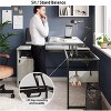 Bestier Versatile 60" L-Shaped Standing Desk, Height Adjustable (30-39"H) Sit to Stand Home Office Desk with Storage Cabinet & Hooks - 4 of 4