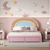 NicBex Twin/Full Upholstered Bed Frame with Rainbow Design Headboard for Kids,Velvet Princess Platform Bed with Storage Drawer,No Box Spring Needed - 2 of 4