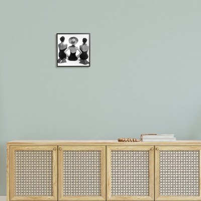 " Women Sitting Beach Monochrome "