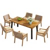 Outdoor Dining Set with Rectangular Acacia Wood Table and Stackable Wicker Chairs with Cushions for Patio, Deck or Backyard–The Pop Home - 2 of 4