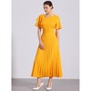 Allegra K Women's Ruffles Short Sleeve Asymmetrical Neck Pleated Hem Midi Dress - 4 of 4