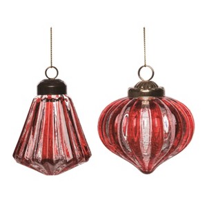 Transpac Glass Rustic Peppermint Ornament Set of 2 Christmas Home Decorations - 1 of 1