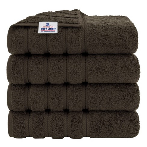 American Soft Linen 4 Pack Bath Towel Set, 100% Cotton, 27 Inch By