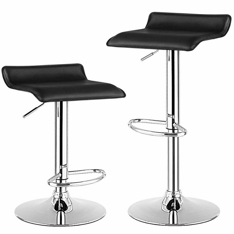 Tangkula Pub Swivel Barstool Set of 2 Height Adjustable Pub Chairs Counter Height Barstool W/PU Leather 360°Rotation Black, 1 of 10