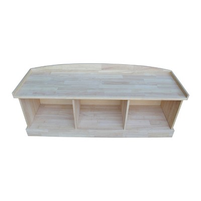 White Wood Coastal Storage Bench with Plinth Base