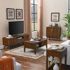 Mid Century Modern Grooved Coffee Table With Storage Sliding Doors, Vintage Farmhouse Wood Center Table For Living Room And Apartment Office - 3 of 4