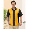 Lars Amadeus Men's Beach Striped Short Sleeve Hawaiian Color Block Button Shirts - 2 of 4