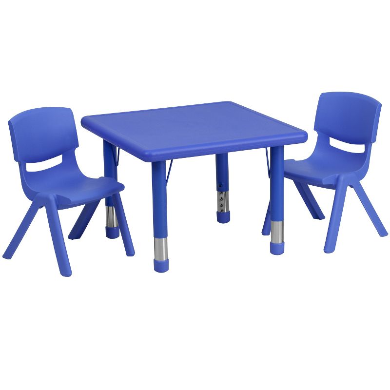 Flash Furniture 24" Square Plastic Height Adjustable Activity Table Set with 2 Chairs, 1 of 9