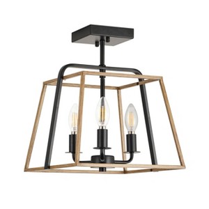 Dewdrop Industrial Semi Flush Mount Ceiling Light Geometric Square Lantern 1 Light ETL Entryway - 1 of 4
