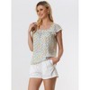 INSPIRE CHIC Women's Chiffon Ruffle Sleeve Square Neck Floral Print Blouse - 2 of 4