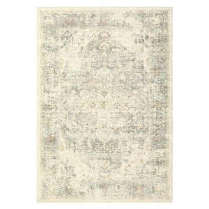 Washable Floral Medallion Living Room Rugs, Indoor Distressed Farmhouse Bedroom Carpet, Non Slip Stain Resistant Dining Room Rugs - 1 of 4