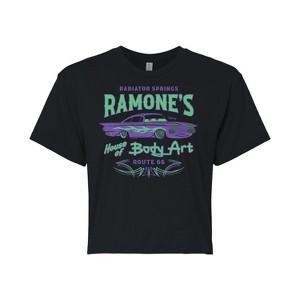Women's - Disney - Radiator Springs Ramone's House of Body Art Rt 66 Cropped Graphic T-Shirt - 1 of 4