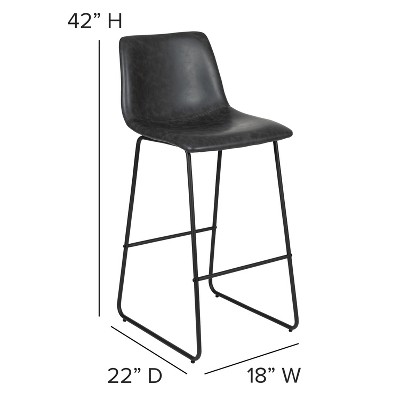 Reagan 30" Gray LeatherSoft & Metal Bar Height Stools, Set of 2