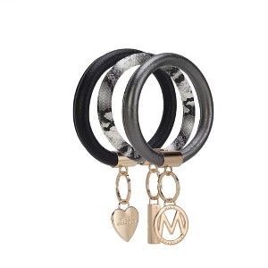 MKF Collection Jasmine 3 Piece Bangle Wristlet and Keychain Set by Mia K- Black pewter - 1 of 4