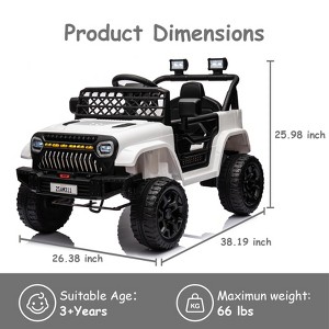 12V Ride On Car for Kids, Electric Vehicle Toddles, Battery Powered Truck Car Toy with RC, LED, Music, 4-Wheel Suspension - 1 of 4