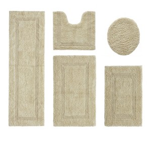 Lux Premium 100% Cotton Tufted Solid Reversible 5 PC Bath Rug Set – Ultra-Soft, Water-Absorbent, Durable, Machine Washable Bathroom Rug - 1 of 4