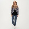 Anna-Kaci Women's Ribbed Knit Top with Leopard Print Contrast and V-Cut Design - 3 of 4