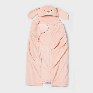 Bunny Kids' Hooded Blanket Pink - Pillowfort™ - 1 of 3