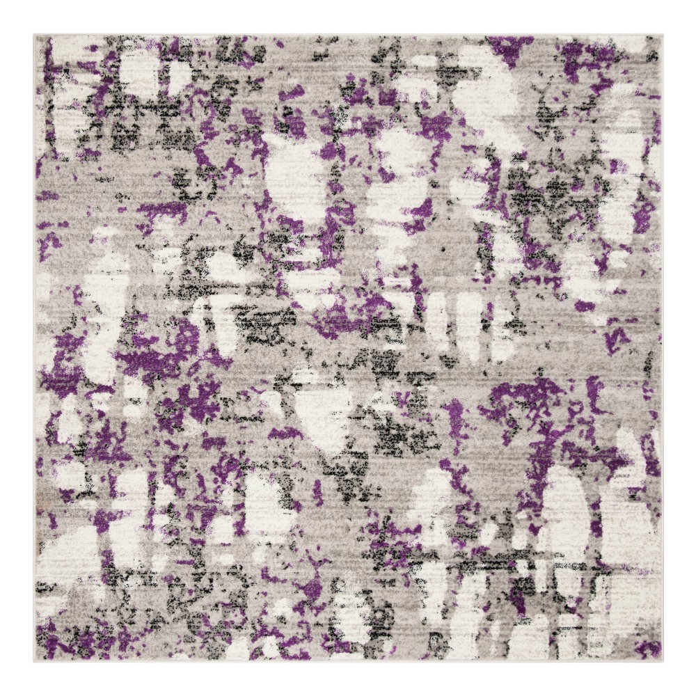 Gray/Purple Splatter Loomed Square Area Rug 6'7inX6'7in - Safavieh