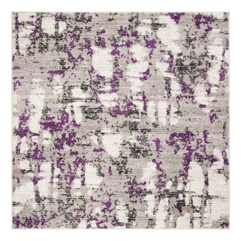 Gray Purple Splatter Loomed Square Area, Grey And Purple Area Rugs