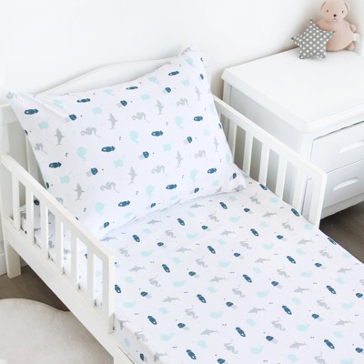 Biloban-Toddler Sheet Sets 2 Piece - Includes a Crib Fitted Sheet and Pillowcase, 52*28 Whale