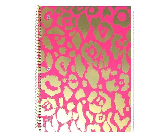 Cheetah Print Spiral Notebook 1 Subject Wide Ruled Pink - Traly