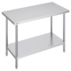 VEVOR Stainless Steel Prep Table, 24 x 48 x 34 Inch, 800 lbs Load Capacity, Heavy Duty Metal Worktable with 3 Adjustable Height Levels - 1 of 4