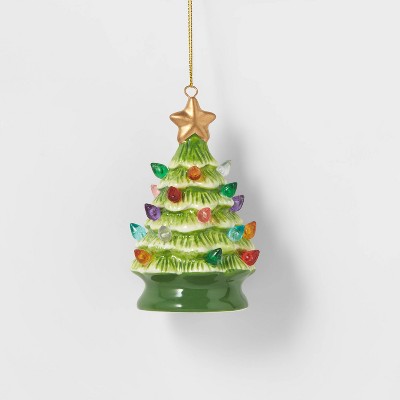 Ceramic Retro Christmas Tree Ornament Green - Wondershop™