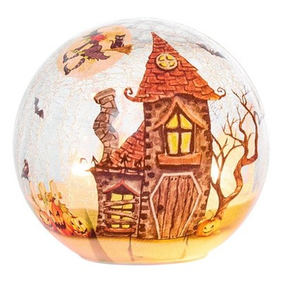 The Lakeside Collection Halloween and Harvest Lighted Themed Glass Globe Art - Halloween