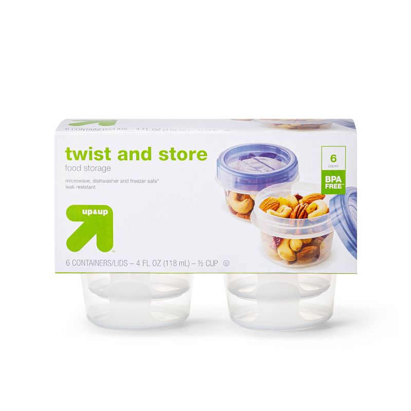 Twist and Store Round Food Storage Container - 6ct/4 fl oz - up &#38; up&#8482;, 1 of 5