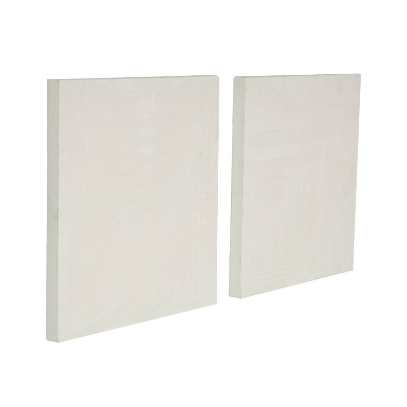 Olivia &#38; May Set of 2 Metal Geometric Layered Square Cube Perspective Wall Decors with Sandstone Texture Cream, 5 of 8