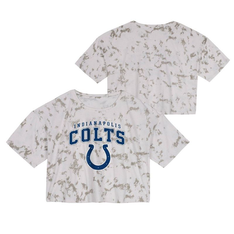 NFL Indianapolis Colts Girls&#39; Short Sleeve Tie-Dye Fashion Crop T-Shirt, 1 of 4
