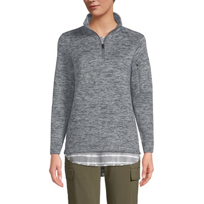 Lands' End Women's Sweater Fleece Quarter Zip Pullover