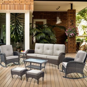 Gymojoy Outdoor Sofa Rocking Chair Side Table with Ottomans Patio Funiture - 1 of 4