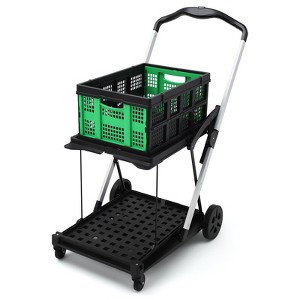 EcoSummer Collapsible Shopping Cart with Wheels, 200lb Capacity Foldable Grocery & Platform Hand Truck,Green. - 1 of 4