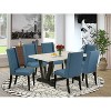 HomeStock 7-Piece Rectangle Natural Oak Finish Solid Wood Top Dining Table with 6 Parson Chairs - 2 of 4
