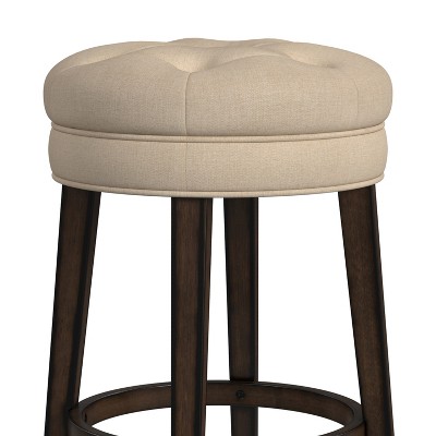Charcoal Gray Backless Swivel Counter Stool with Linen Upholstery
