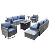 Ovios Venice 11pc Wicker Outdoor Patio Furniture Set Conversation Sofa with a Metal Fire Pit, Swivel Chairs and Cushions - 2 of 4
