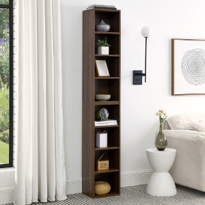 LIVAREEmlen 8-Tier Media Tower Rack,CD DVD Slim Storage Cabinet with Adjustable Shelves,Tall Narrow Bookcase Display Bookshelf for Home Office - 1 of 4
