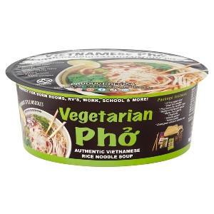 PHO: VEGETARIAN, Pholicious Authentic Instant Pho , Vietnamese Rice Noodle Soup, 4 pack / 3.6 Ounce Bowls, Ramen Alternative & Fresh Ingredients - 1 of 4