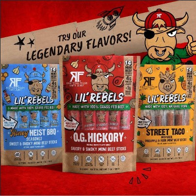 Righteous Felon Craft Jerky Lil Rebels OG Hickory Mini Beef High-Protein Snack Meat Sticks - 7oz/14ct