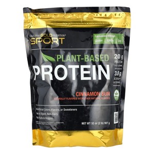 California Gold Nutrition Sport, Plant-Based Protein with Organic Brown Rice Protein Concentrate, Flaxseed, Chia Seed, Cinnamon Bun, 2 lb (907 g) - 1 of 3