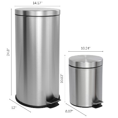 Oscar 8-Gallon Stainless Steel Step-Open Trash Can with Mini Bin