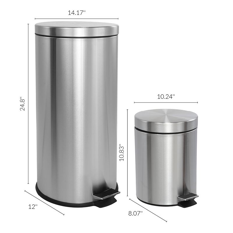 happimess Oscar 8-Gallon Step-Open Trash Can with FREE Mini Trash Can, Stainless Steel, 5 of 13