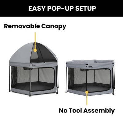 Jeep Hexagon Gray Metal and Plastic Pop Up Play Yard