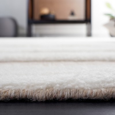 Ivory Beige Hand-Knotted Wool Shag Area Rug 4' x 6'