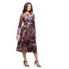 24seven Comfort Apparel Long Sleeve Midi Dress Brown Floral Print - 2 of 4