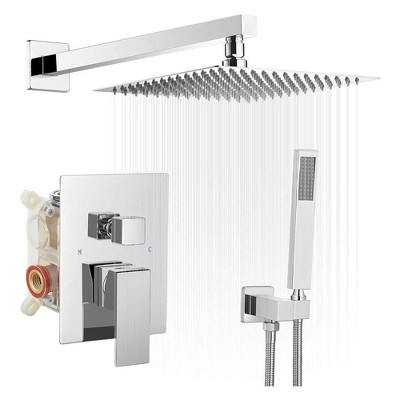 Single Handle 2-Spray Square High Pressure Shower Faucet with 16" Shower Head