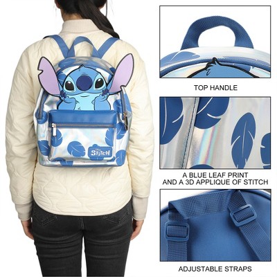Lilo & Stitch Disney Stitch Blue Leaves 12.6" White Mini Backpack — фото 5