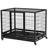 PawHut Heavy Duty Dog Crate, Indestructible Dog Cage Kennel with Removable Tray, Lockable Wheels and Double Door, Black - 4 of 4
